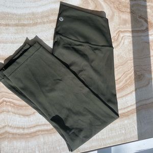 Olive Green Lululemon Wunder Under Crop 21”
